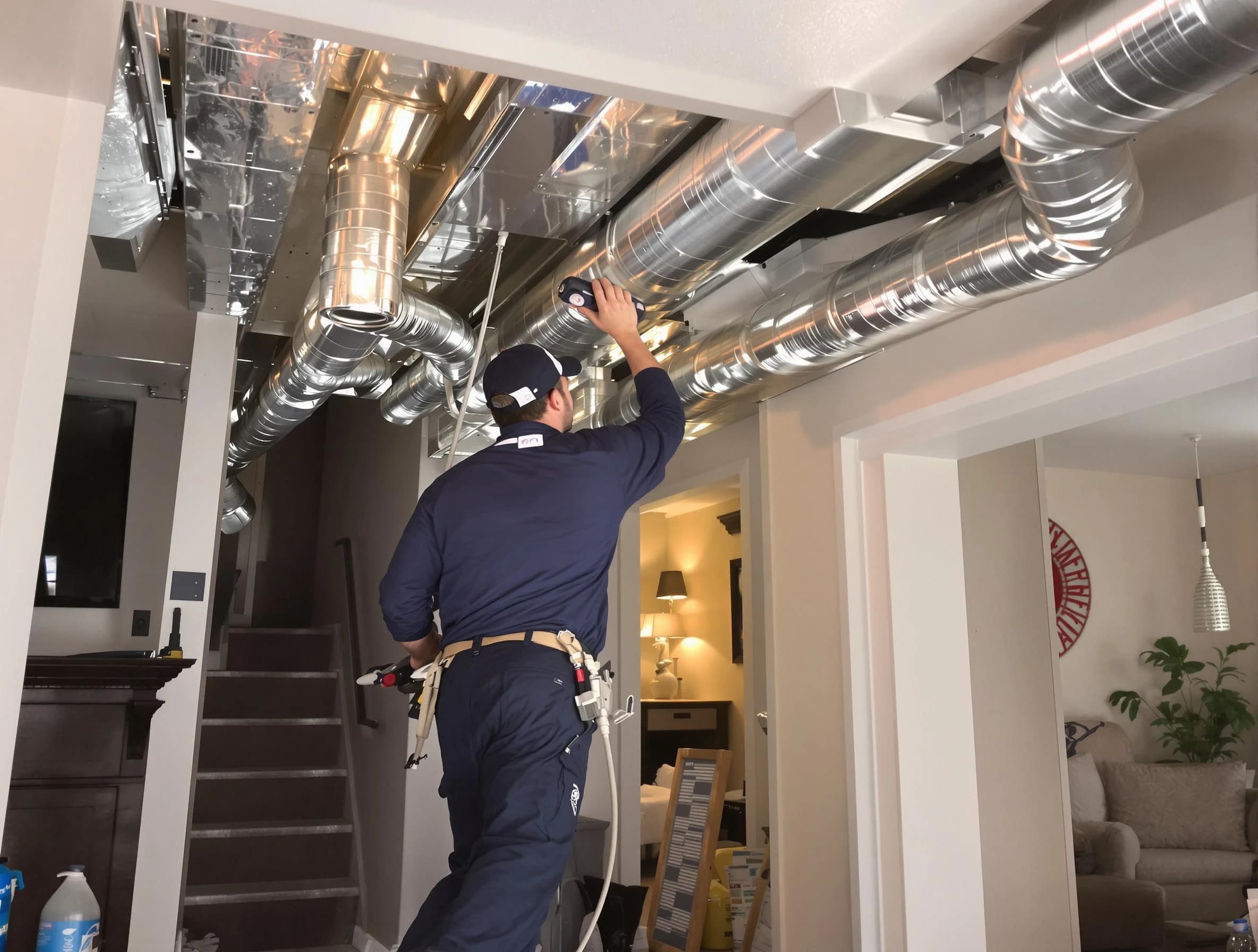 Ontario Air Duct Cleaning expert performing specialized duct cleaning in a mobile home in Ontario