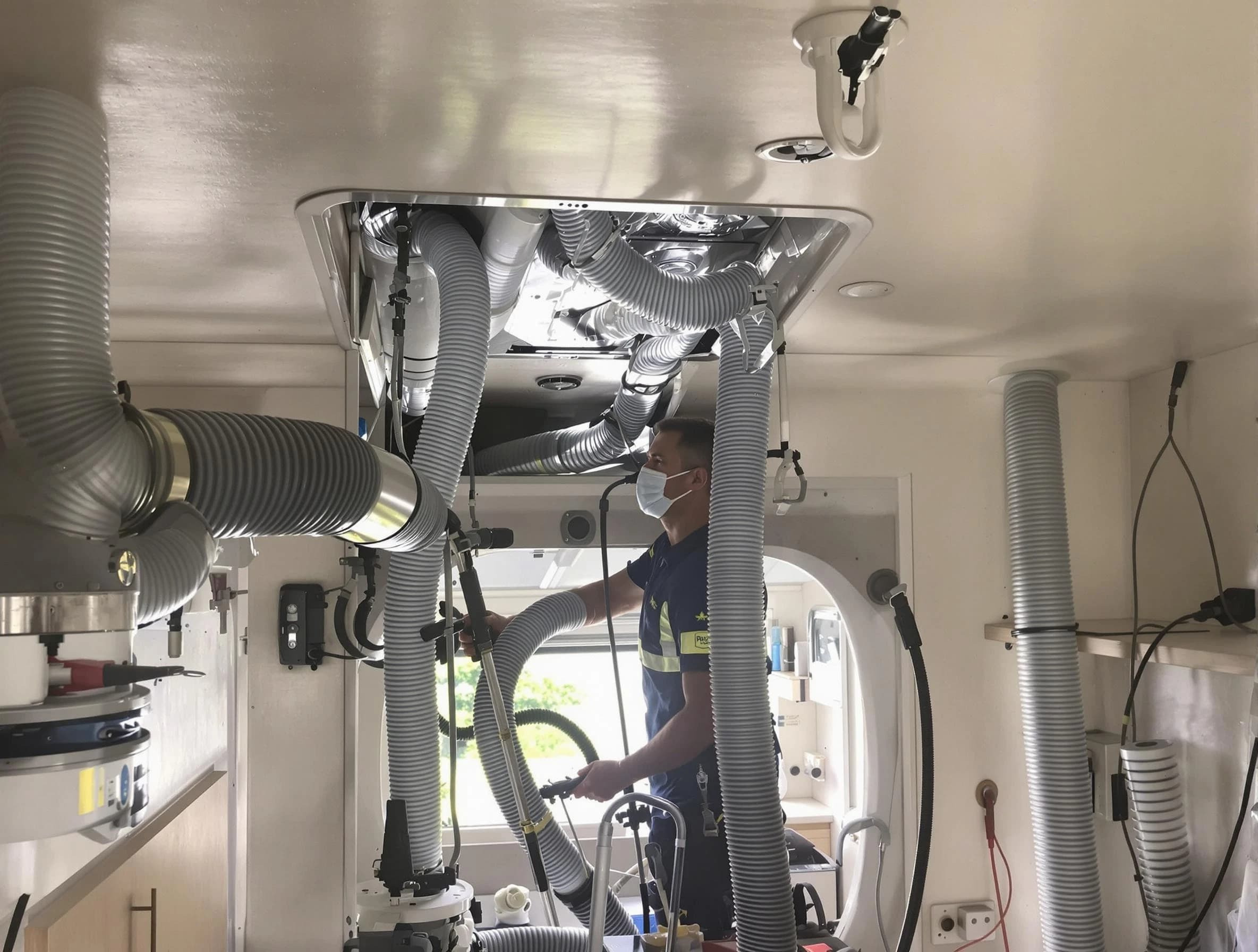 Ontario Air Duct Cleaning specialist performing precise mobile home duct cleaning in Ontario