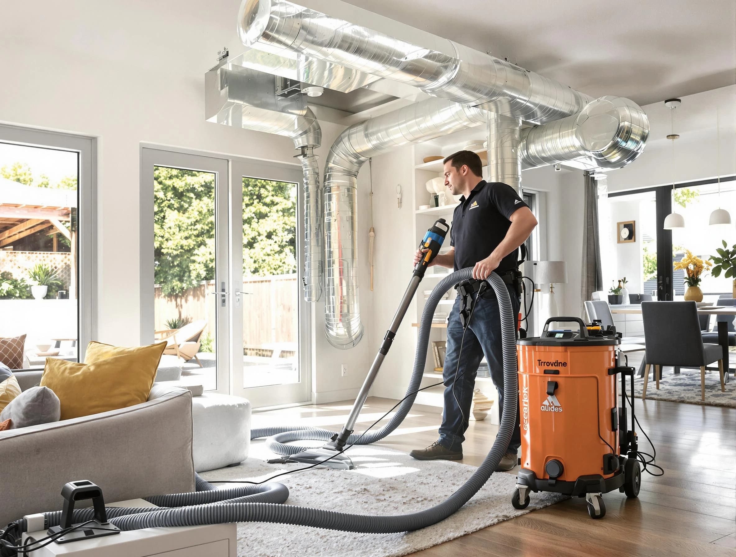 Ontario Air Duct Cleaning specialist performing thorough residential duct cleaning using advanced equipment in Ontario